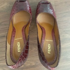 Fendi Snakeskin Open Toe High Heels